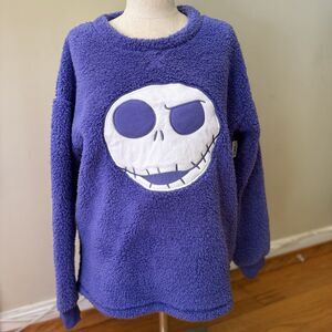 Disney Nightmare Before Christmas Fleece Long Sleeve Plush Pajama Top Purple M